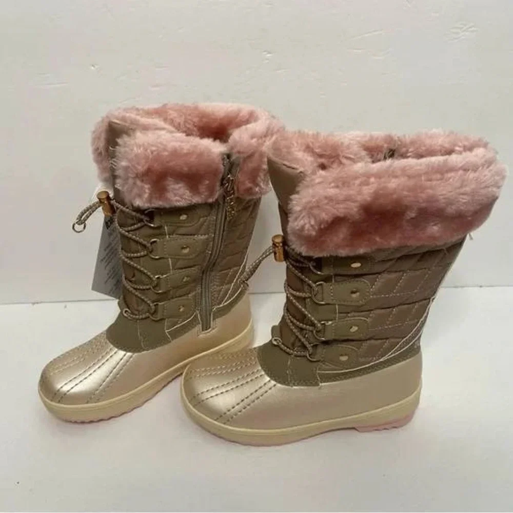 Totes‎ Kids Girls Pink Fur Lined Snow Boots Waterproof Winter Warm Sz 12/ #S2601
